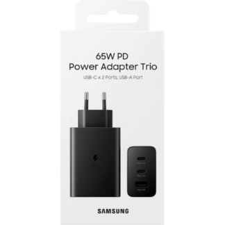 SAMSUNG CARICATORE 65W TRIO FC USB-C+USB-A BLACK