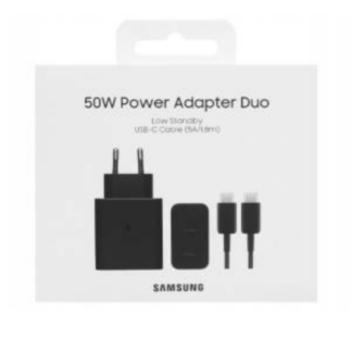 SAMSUNG CARICATORE DUO 50W EP-T5020XBE USB-C +CAVO1.8M USB-C BLACK
